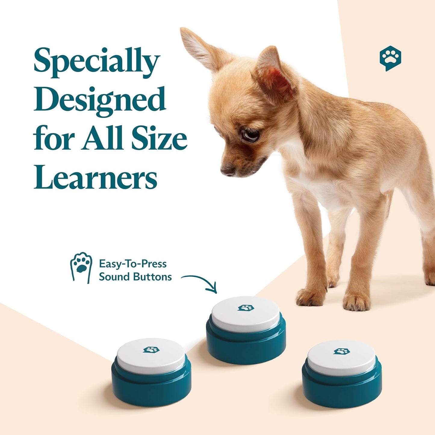Basic Buttons Expansion 4-Pack | Talking Buttons for Communication with Batteries Included | Recordable and Easy-To-Press for Dogs/Cats | Compact Design | Hextiles Required (Sold Separately)