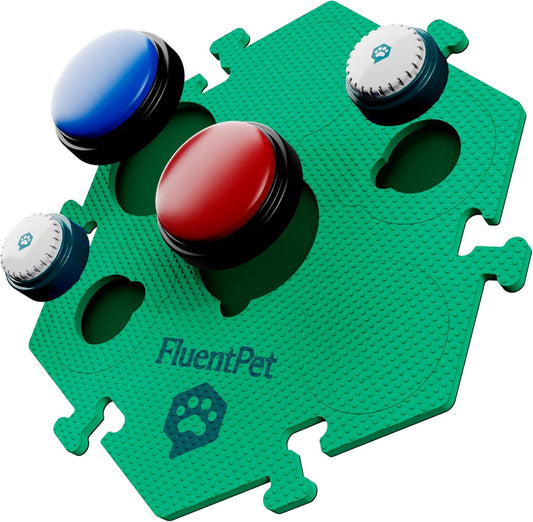 🧩 FluentPet HexTiles: Brainy Button Board for Cat Linguists – Extra-Large Non-Slip Mat Holds 6 Talking Buttons (Green)